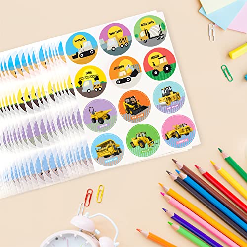 Easykart Truck Stickers For Kids, Construction Stickers 500Pcs, 12 Different Truck Vehicle Stickers, Tractor Stickers For Home, Birthday, Party, School Activity (1.5 Inch Round) #TOP3
