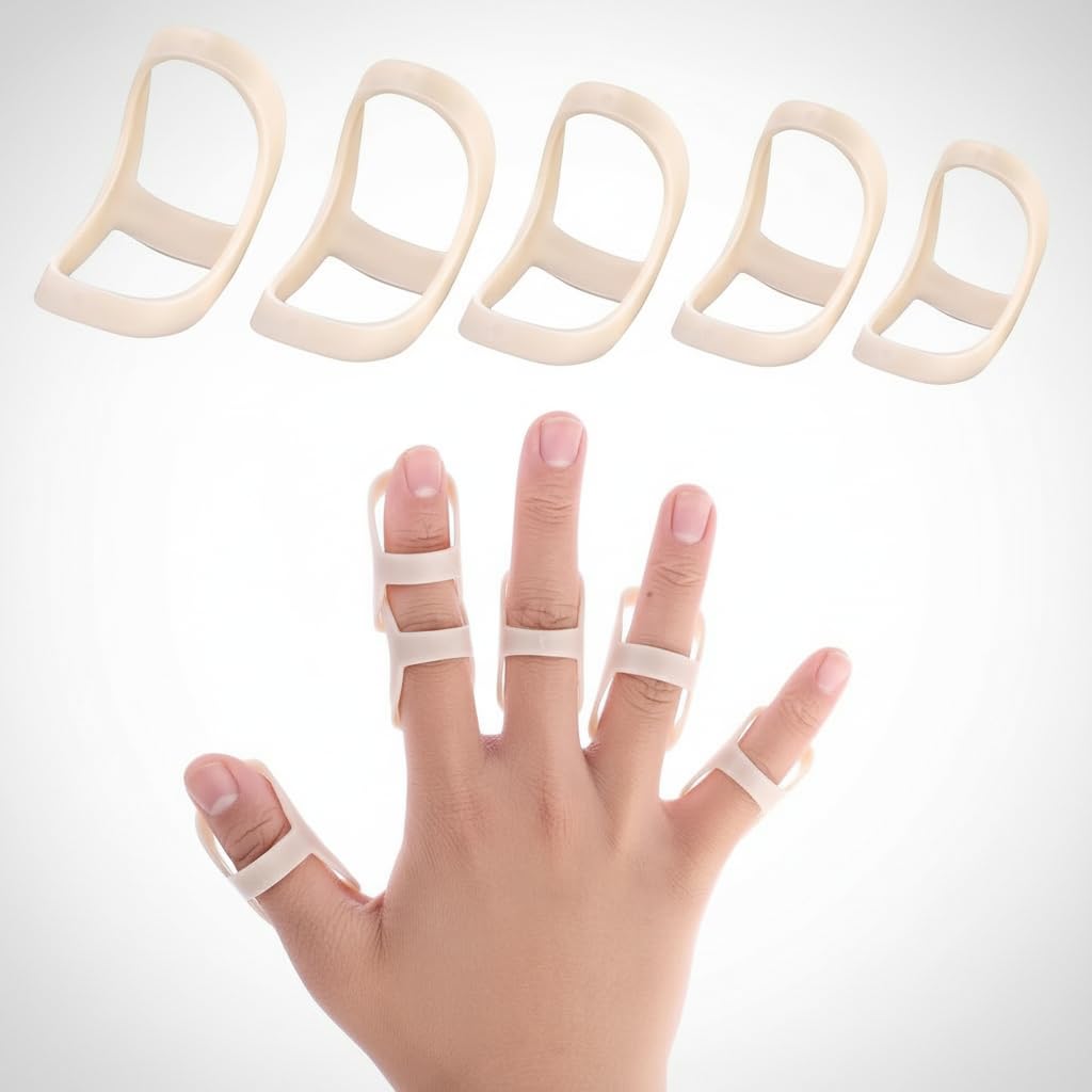 5Pcs White Oval Finger Splint, Finger Support Trigger Finger Splint Finger Straightener Brace for Trigger/Mallet/Arthritis/Straightening, Finger Brace SupportFor Thumb Middle Pinky , Finger Supports