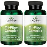 Swanson Tri-Fiber Complex - Digestive Health Supplement Made with Psyllium, Oat Bran, & Apple Pectin - (100 Capsules) (2 Pack)