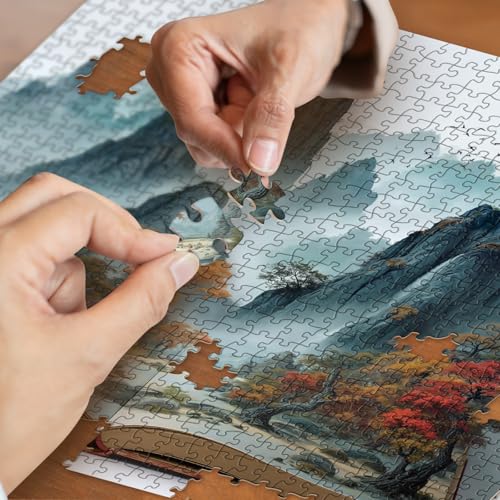 Colorful Book Mountain Puzzles para Adultos 1000 Piezas Arte, Hermoso Rompecabezas de Bird Animal Plant Tree Nature, Bonito Paisaje Forest Autumn Painting Scenic Puzzle miniatura 6