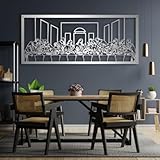 Schwarzes Wandbild aus Metall: Das letzte Abendmahl, christliche Wanddekoration aus Metall für Einweihungsfeiern, Moderne Skulptur zum Thema Letztes Abendmahl für Wohnzimmer, Schlafzimm