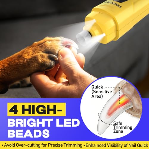 Whisper-Quiet Dog Nail Grinder, 50% More Powerful 6-Speed Pet Nail Trimmer with LED Display & 4 LED Lights, 3 Grinding Bits, No Over-Cutting, Stress-Free Grooming for Dogs, Cats & All Sensitive Pets — view 4
