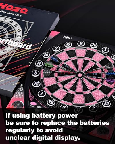 Electronic dartboards for adults, Dartboard electronic with Bright Score Display, Multiple Games, and Durable Design-Perfect for Family Fun and Competitions-Includes Soft Tip with 12 Darts (Pink-Grey) - image 4