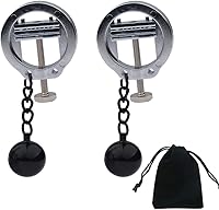 Vista 16 de Pinzas para pezón con peso de acero inoxidable con clip de cadena para pezón, bola ajustable, sin perforación, joyería para pezones para adultos