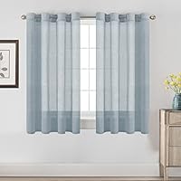 Vista 56 de H.VERESAILTEX - Cortinas de lino natural mezclado con 2 paneles semi transparentes de lino texturizado para sala de estar/dormitorio filtrado