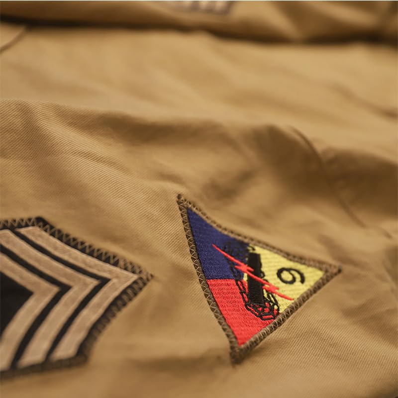 CORIRESHA Men's Tank Army Embroidery Badge Zipper Bomber Jacket with Pockets3