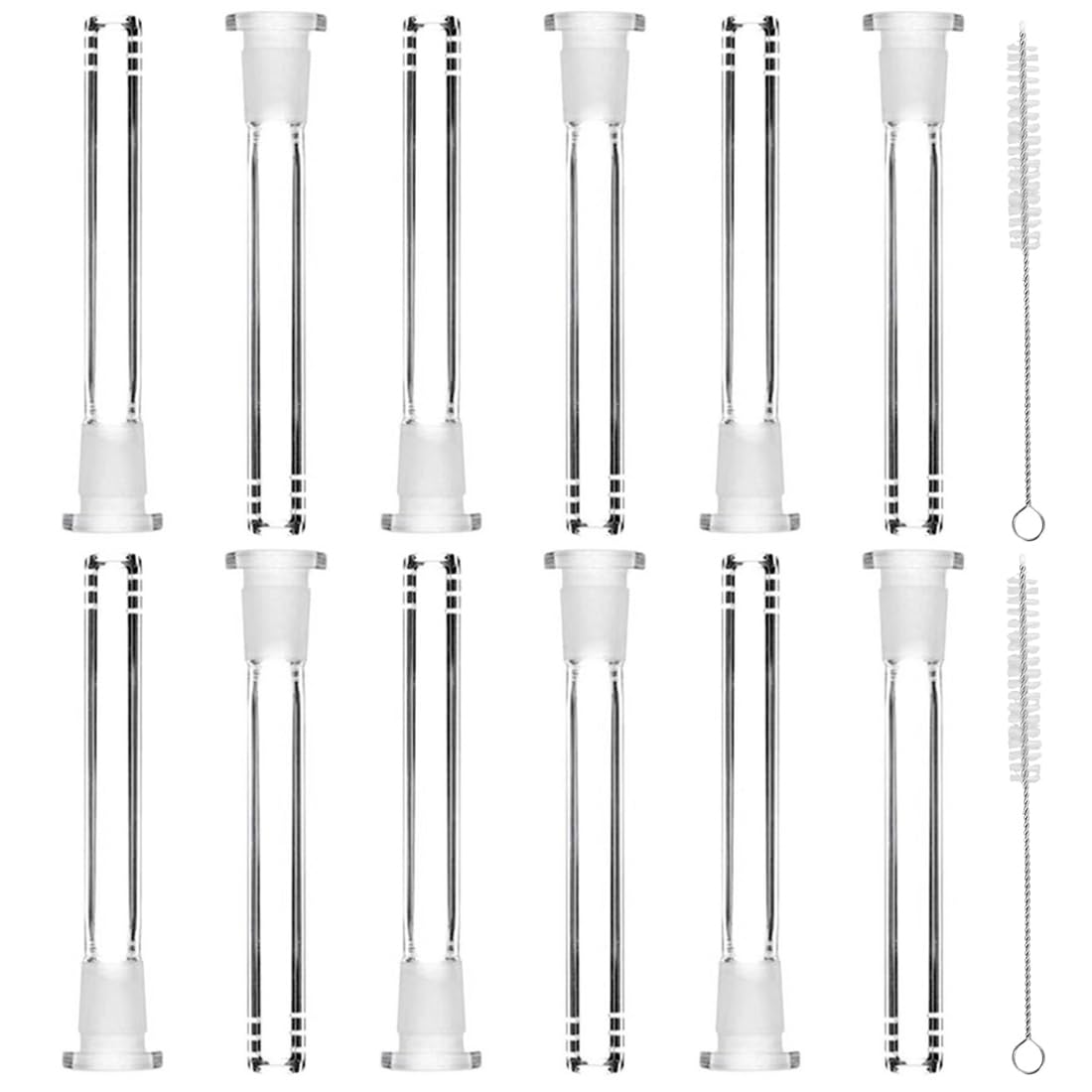 14mm Glass Tube with Diffuser – 12 Pack 120mm Lab-Grade Borosilicate Glass Stem Adapter, Heat-Resistant Thick Glass Rod with Precision Ground Joint for Laboratory, Kitchen & DIY Use