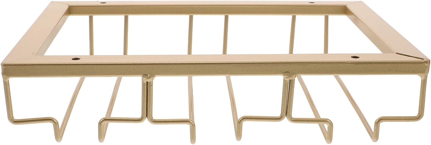 Kichvoe Gold Metal Wine Glass Holder with Sliding Rails under Cabinet