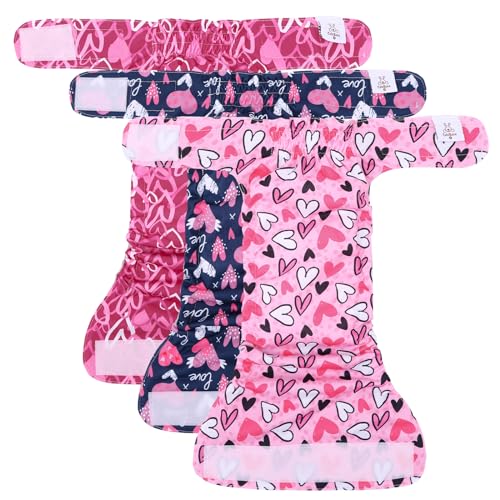 Image of CuteBone Washable Dog Diapers Female No Tail Hole 3 Pack Reusable Doggie Period Training Pants Valentines for Docked-Tail Frenchie French Bulldog Boston Terrier Without Tail WWD20S