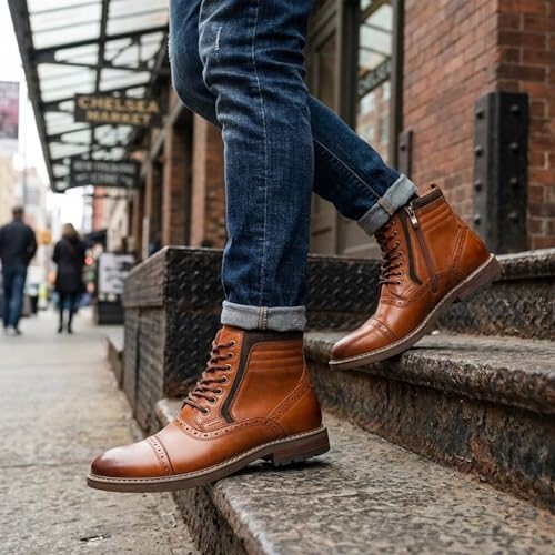 Image of Arkbird Mens Chelsea Boots, Stylish and Comfort Leather Chukka Ankle Boots with Zipper