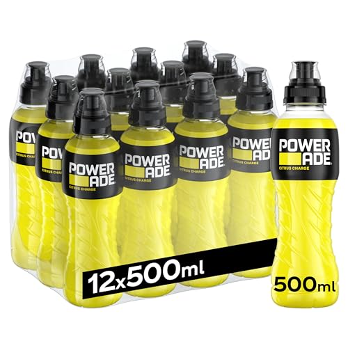 Powerade Citrus Charge, Bebida Isotónica, Sin Gluten y Refrescante - Pack de 12 Botellas de 500 ml