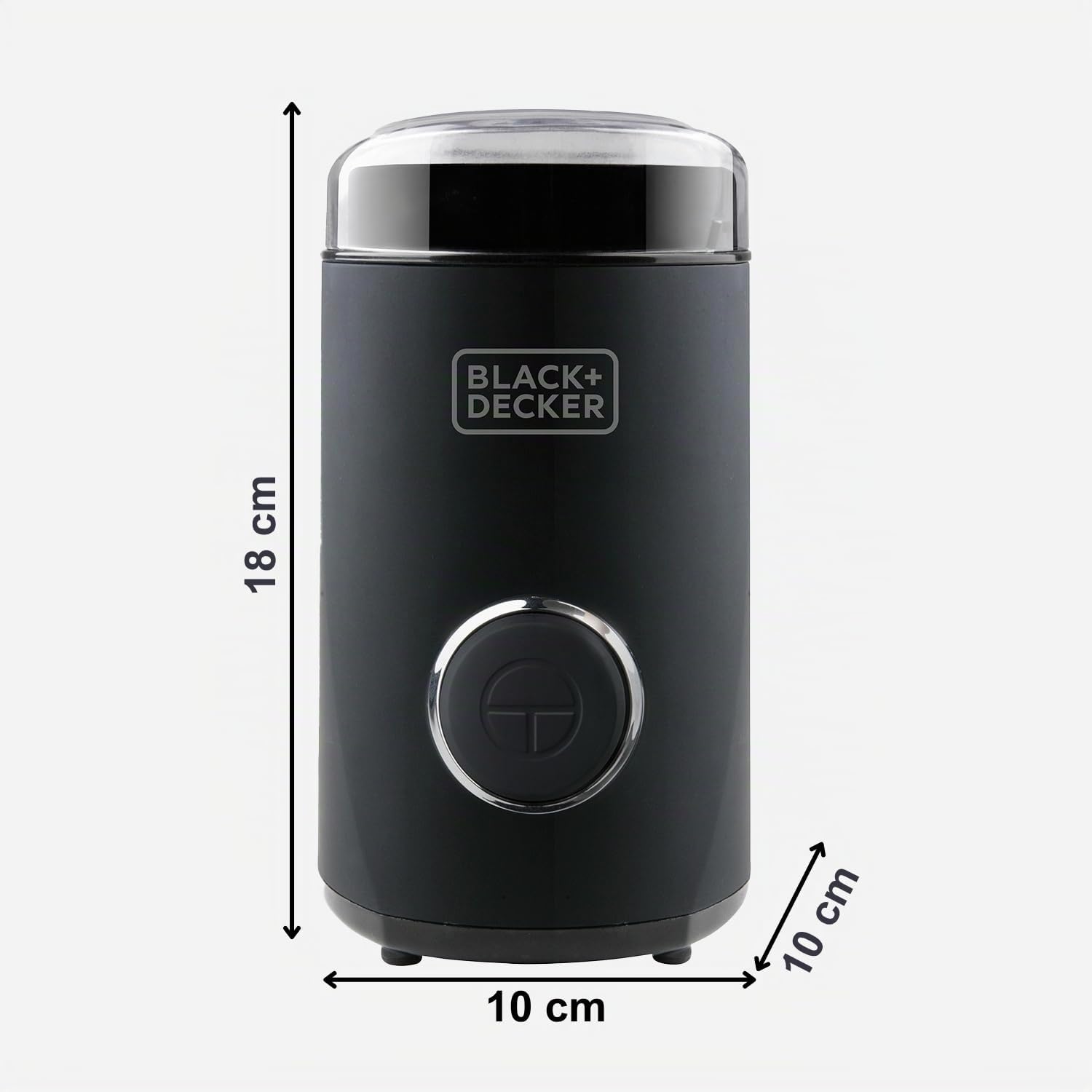 BLACK+DECKER BXCG150E - Molinillo de Café | Eléctrico 150W | 12 Tazas Café | Café y Especias | Depósito Granos 50g | Compacto | Cuchillas y Depósito Acero Inox | Tapa Transparente | Recogecable