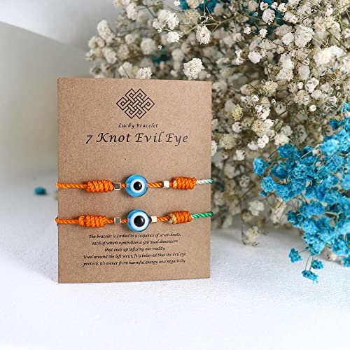Image of Caiyao Evil Eye Bracelet - Handmade Adjustable Red Black String Knot Lucky Kabbalah Protection Bracelet