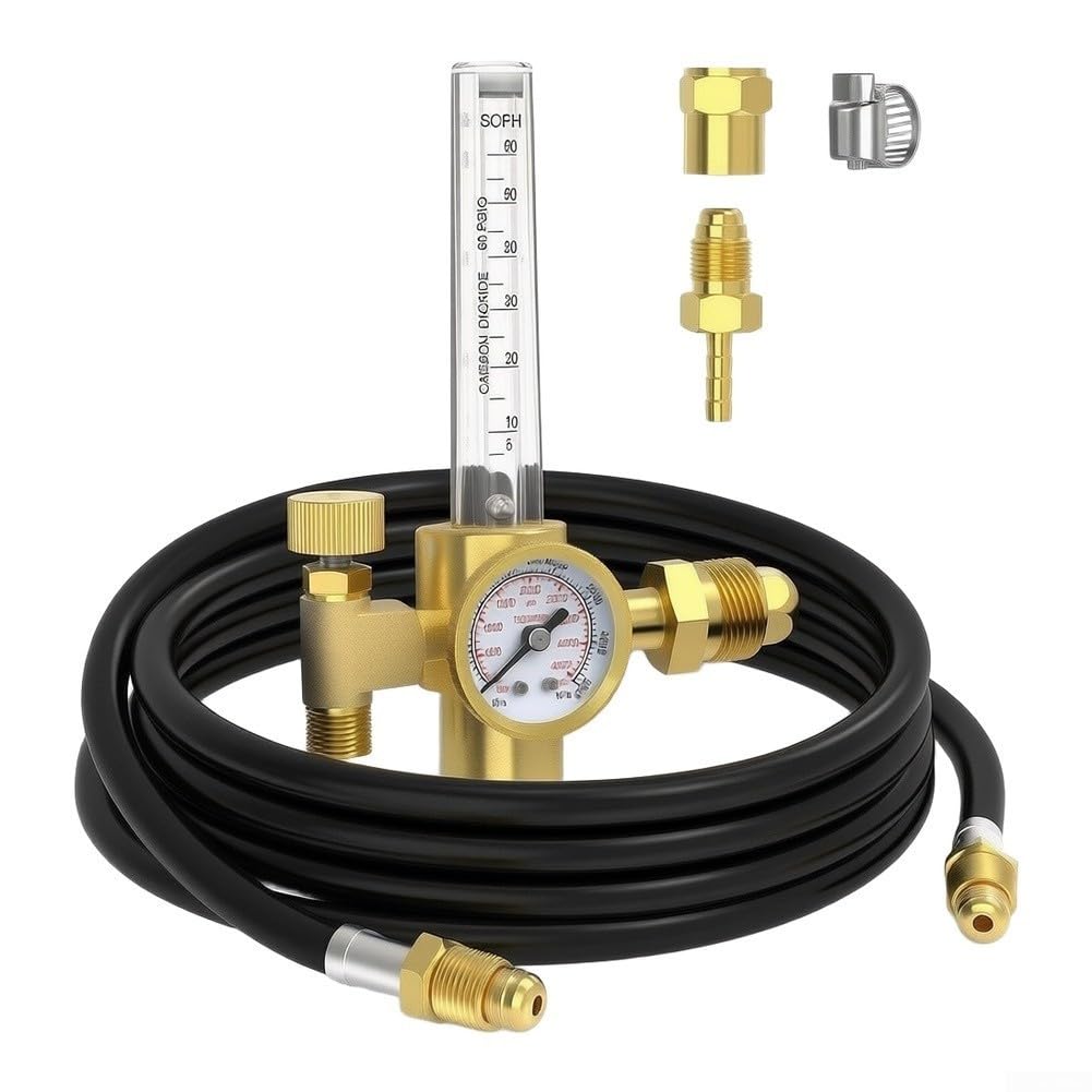 Regulador de gas de latón con manómetro y manguera a prueba de fugas