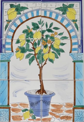 Tableau de carreaux en céramique orientaux peints à la main, carreaux muraux méditerranéens 45...