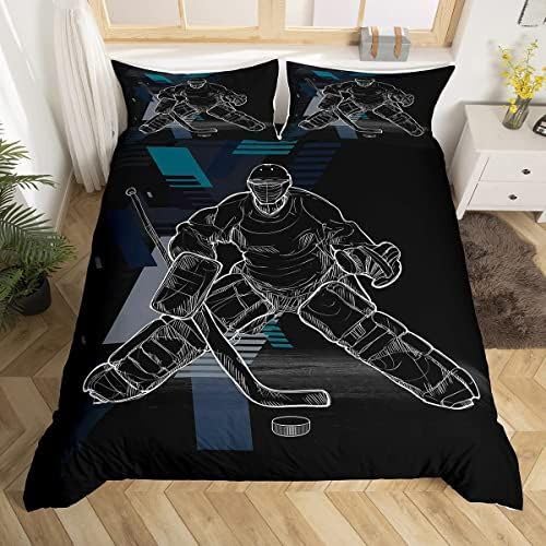 NUEYSP Funda Nordica Cama 90 Hockey Infantil Fundas Nordicas Cama 90 para Juvenil con Cremallera Cómodo Microfibra Fundas Nordicas 150x220 cm + 1 Funda de Almohada 50x80 cm