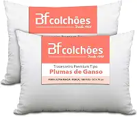 Kit 2 Travesseiro Premium de Fibra conforto extra tipo Pluma Pena de Ganso Ecológica 50x70cm BF Colchões