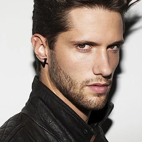 Halawly Men Earrings, Stainless Steel Hoop Stud Earrings Set for Women, Sliver Gold Black Cross Dangle Earrings Set3