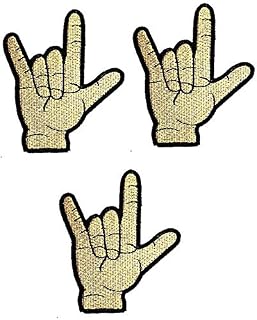 Umama Patch Set of 3 I Love You Hand Symbol Funny Biker Patch Cute Hand Iron on Patches for Kids Clothing Sew on Appliques Dress Clothes Backpacks Vest Jeans Jackets Hats