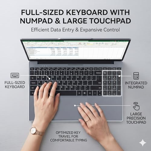 Image of Laptop Computer 15.6 inch, Compatible with Windows 11, Core CPU(Beats Pentium, Celeron), Up to 3.4GHz, 4GB RAM, 128GB SSD, Up to 2TB, 15.6 inch FHD IPS 1920x1080, for Students, Business