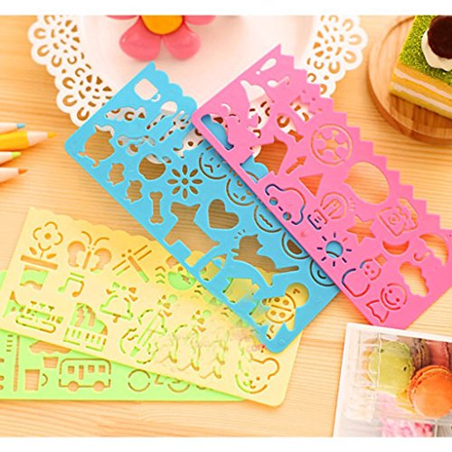 gazechimp 4pcs Artigos De Papelaria Doces Cor Desenho Réguas Modelo Material De Pintura De Escritóri