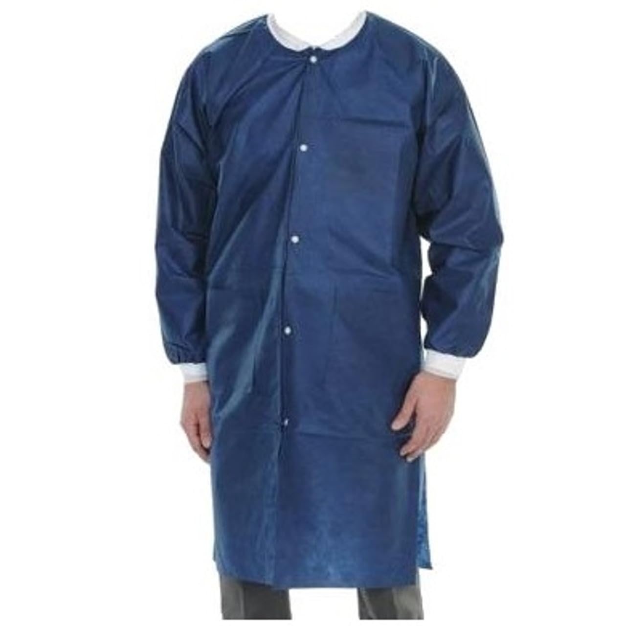 ValuMax 3660NBL Extra-Safe Dental Lab Coats Navy Blue Large 10/Pk