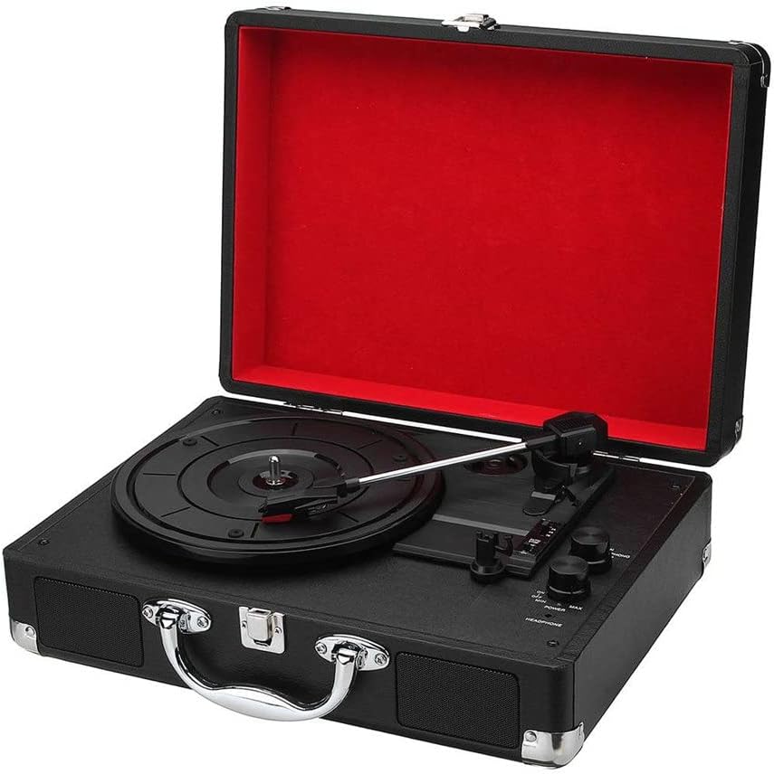 Retro 33/45/78 RPM PH/INT/BT 2.0 Suitcase Turntable LP Record Phone Player 3-Speed 3.5mm