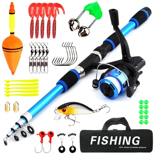 SKIKHN Angelset für Kinder, Kinderangel Starter Set mit Angelrolle und...