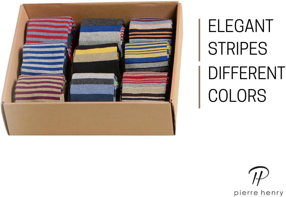 Pierre Henry Over the Calf Socks for Men (9 pairs) | Cotton Over the Calf Dress Socks | Long Socks Stays up - Image 2