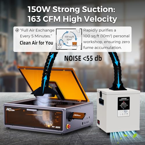 Image of FES150 150W Solder Fume Extractor, 163 CFM(278 m /h) Strong Suction 3D Printing Smoke Removal with H13 HEPA & Activated Carbon, Laser Smoke Purifier for 5W to 20W Laser Engraving