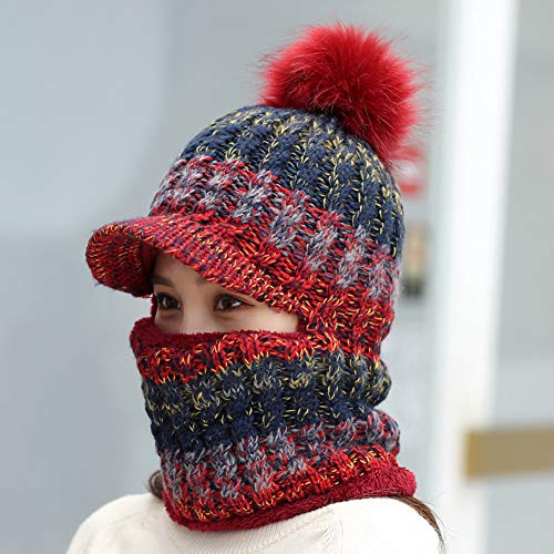 Bonnet tricoté en coton pour femme écharpe chaude et cache-oreilles de randonnée