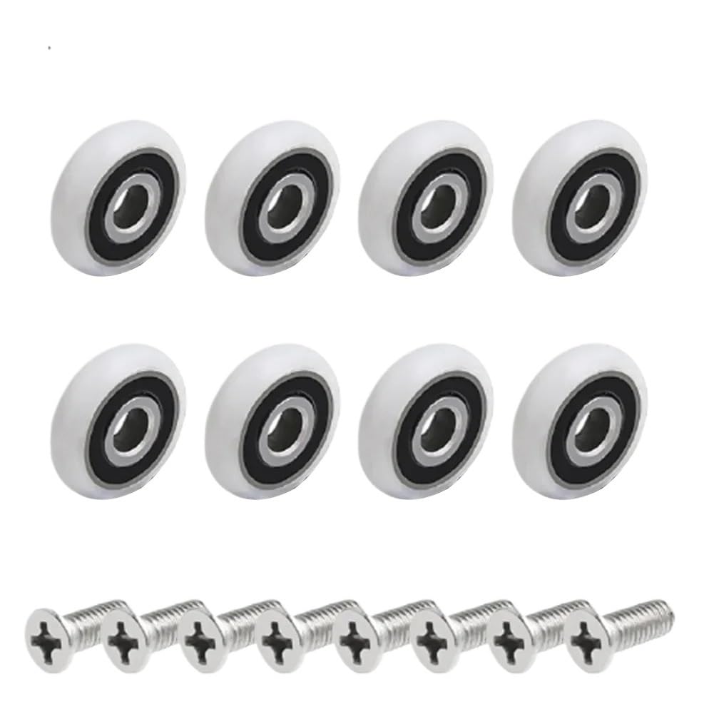 Skyjoy 19Mm Shower Door Rollers 8Pcs Shower Door Roller Re-Placement Door Pulley 19/23/25Mm Wheel Diameter Cabins Pulley Sliding-Shower Stainless Steel Parts Shower Door Wheels(19Mm)