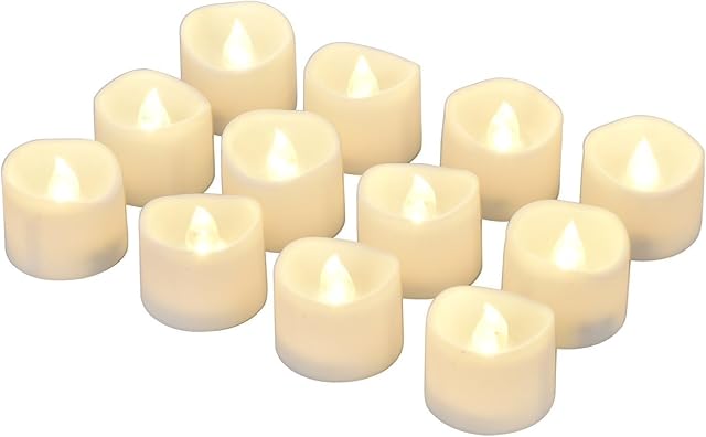 eLander Świece bezpłomieniowe LED z timerem, tryb automatyczny: 6 godzin włączone i 18 godzin wyłączone, 3,2 x 3,6 cm, (12 sztuk, ciepła biel)