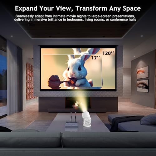 BESUS Wireless Mini Projector with WIFI 6 and 5G, 4K 1080P Support Portable Projector 180° Rotatable. 17\"-140\" Screen Video Projector. Compatible forSmartphone, Laptop, PC