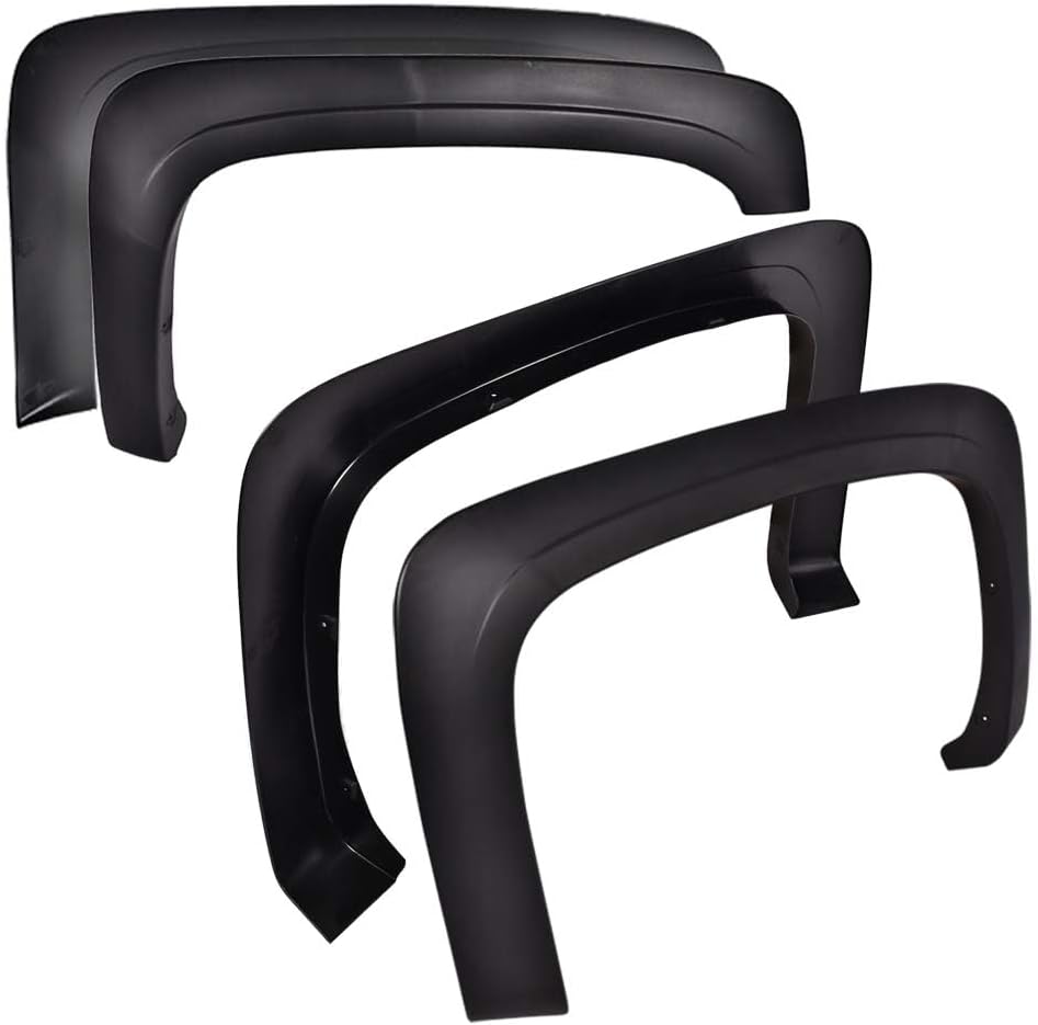 DOTCOM Fender Flares,Compatible with 2007-2013 Chevy Silverado 1500 Fleetside 69.3" Short Bed Crew Cab (Only Fit 2007 Silverado New Body Style,Not Fit GMC models),Textured Wheel Cover Trim