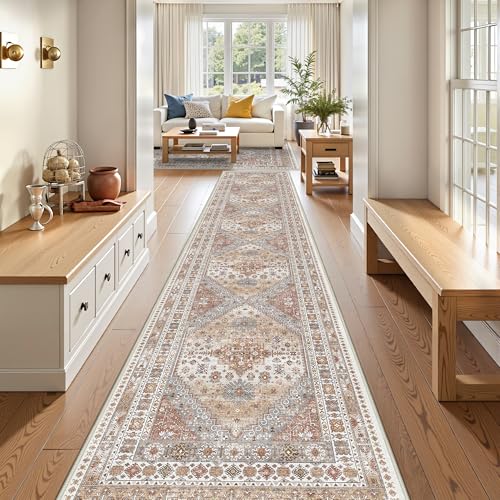 Restydon 3x16 Long Runner Rugs for Hallway Vintage Washable Rug, Orange