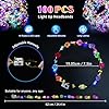 HONLYNE 100 PCS LED Flower Crowns Headbands, Light Up Flower Crowns For Women, Glow in the Dark Headband for Wedding Reception Birthday Christmas Mardi Gras Cosplay Princess Party Favors #3