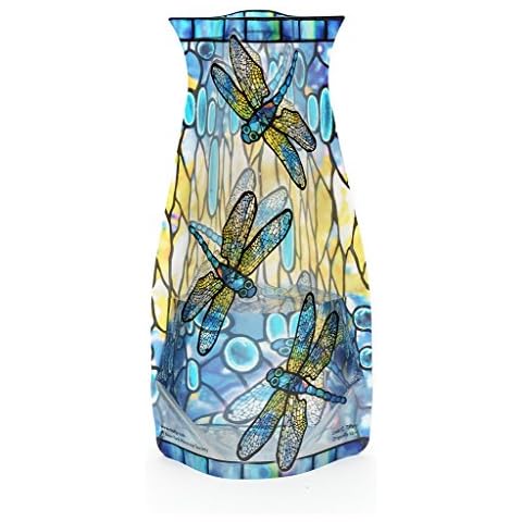 MODGY Collapsible and Expandable Flower Vase Plastic Decorative Modern Vases for Flowers Centerpieces Dining Table Decor Living Room Bathroom Wedding Office, Tiffany - Dragonfly Cover