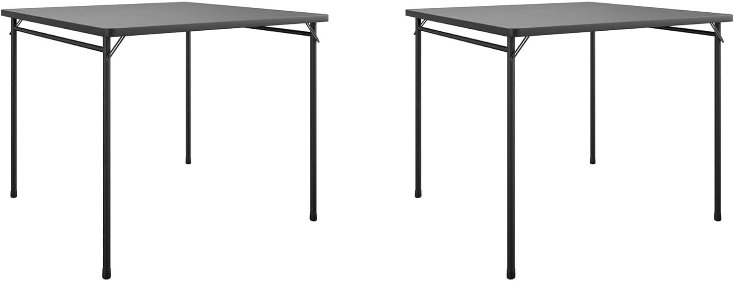 34" Square Vinyl Top Folding Card Table, Black, 2Pack