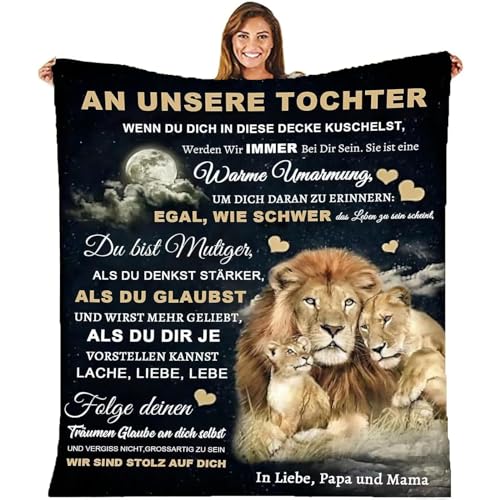MZIEIU Personalisierte Decke Geschenke An unsere Tochter von Eltern, Mama und Papa zu Tochter Kuscheldecke Flauschige Geschenk,Mädchen Geburtstags Abschluss-Geschenke,Geschenk für Tochter