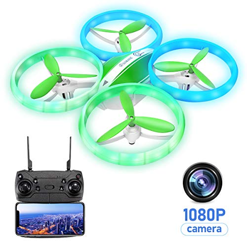 EACHINE E65HW, Drone con Camara 1080p HD para Niños Adultos, WiFi en Real FPV Trayectoría de Vuelo Batería Módula 3 Velocidades 360°Giros Sensor de Gravedad una Tecla de Retorno (Verde)