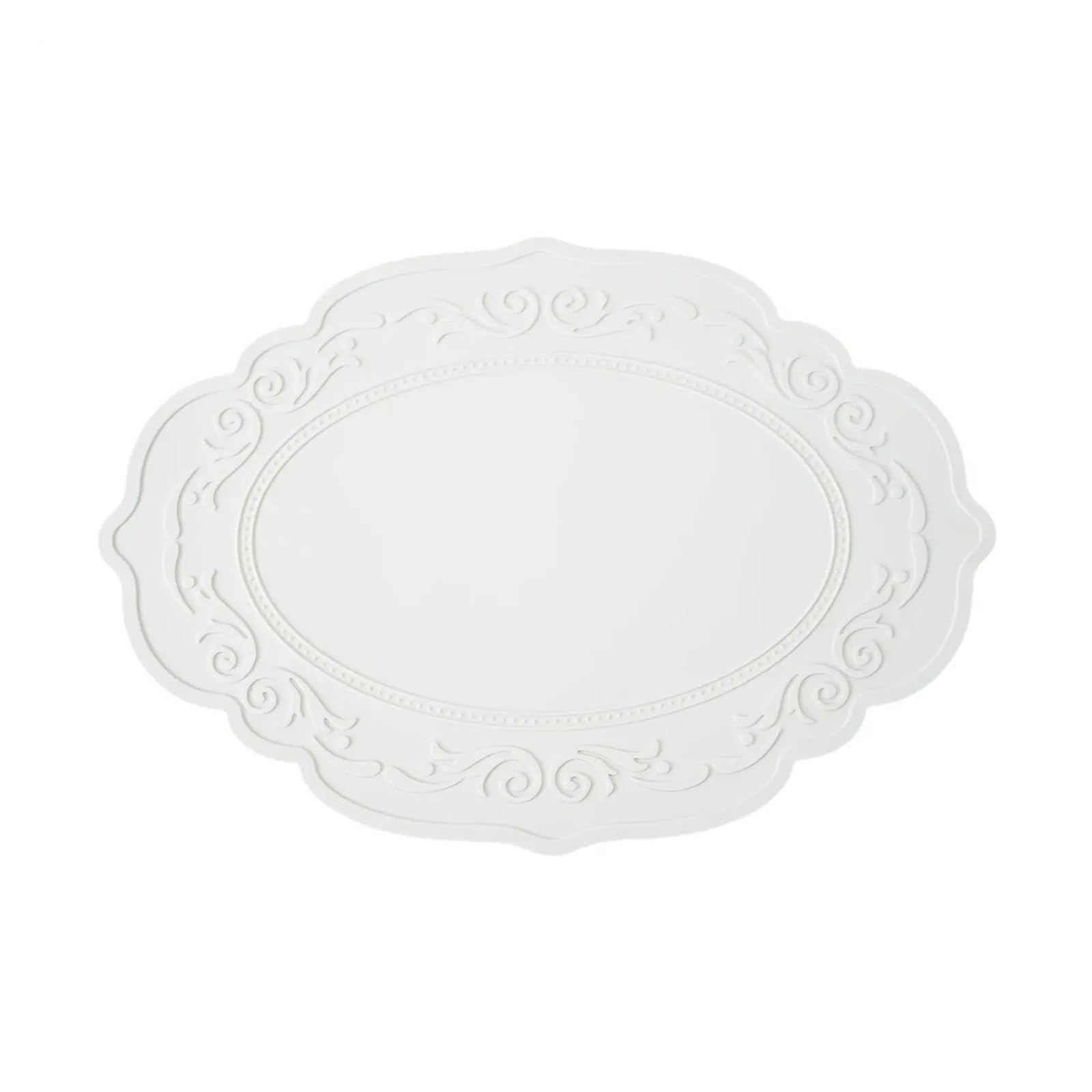 Oval Dining Table Table Mat Placemat for Dining Table Heat Insulation Mat Silicone Placemat for Barbecue(White)