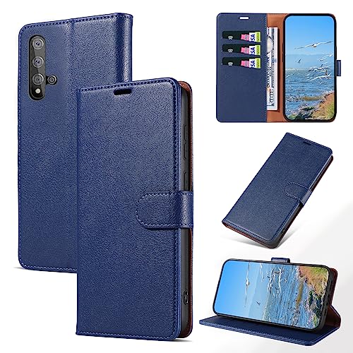 KKEIKO Funda para Huawei Nova 5T / Honor 20, Billetera Carcasa de PU Cuero, Anti Golpes Magnético Funda con Stand Function para Huawei Nova 5T / Honor 20, Azul