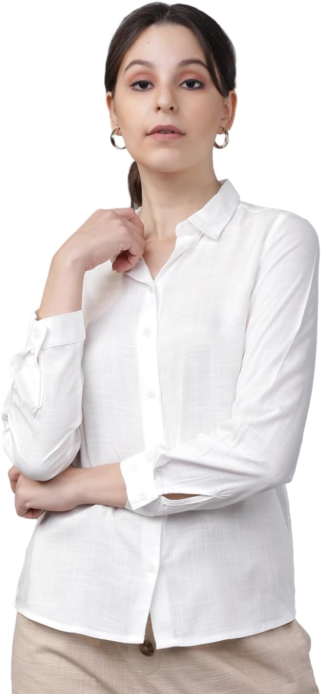 Women's Classic Regular Fit | Solid Semi-Formal Button-Down Shirt | Full Sleeves | Polished & Versatile Look | Shirts for Woman | Women Shirts | Women Formal Shirt