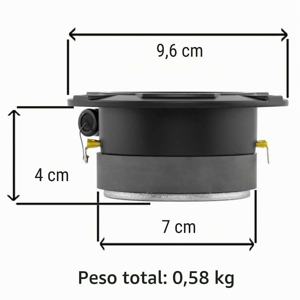 DS 18 Set PRO-TWX1/BK 2 tweeters Super Bala Negros de 9,60 cm, 96 mm de diámetro, 120 vatios rms y 240 vatios máx. 4 ohmios con sensibilidad de 103 db y 4 cm de Profundidad, por par