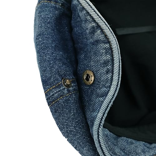 Béret octogonal oreilles de chat avec coupe réglable en denim bleu - 5