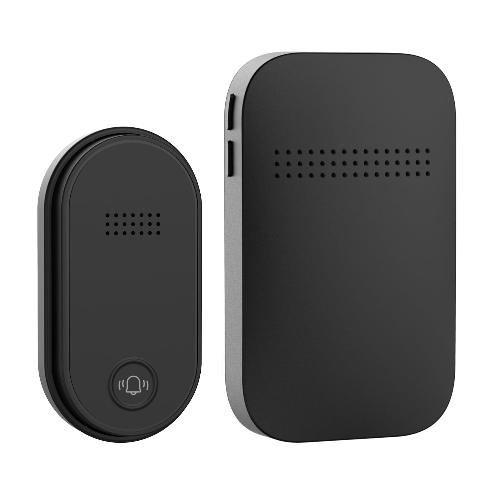 玄関チャイム ワイヤレスチャイム 電池不要 防水防塵 工事不要 自動発電 38曲&4段階音量 100db 光でお知らせ ドアベルキット 玄関/二階/来客対応 150M無線範囲 (ブラック, 発信機1個 受信機1個) AOYIKO