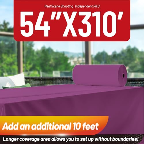 Image of Plastic Table Cloth, 310 Ft X 54 in Plastic Table Cloth Disposable Purple Tablecloth with Any Cut Sliding Cutters Premium PEVA Disposable Tablecloth for Picnics, Parties, Birthdays, Festivals