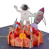 yumcute Pop Up Karte mit Weltraumastronaut, 3D Geburtstagskarte für Kinder, Jungen und Mädchen, Pop Up Geburtstagskarte mit Umschlag, Astronaut Karte, Ermutigungskarten für Kinder,Raumfahrtbegeisterte