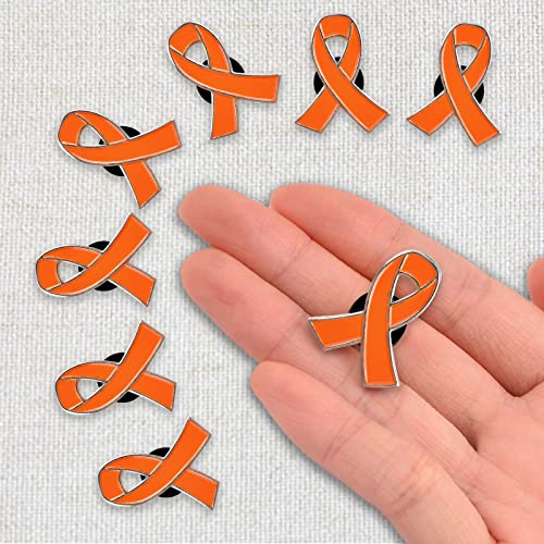 Craffancy Orange Ribbon Pin, 50Pcs Orange Ribbon Brooches Hope Enamel Jewelry Pins, Leukemia Awareness Kidney Cancer Multiple Sclerosis Gun Violence Awareness Brooches #TOP4